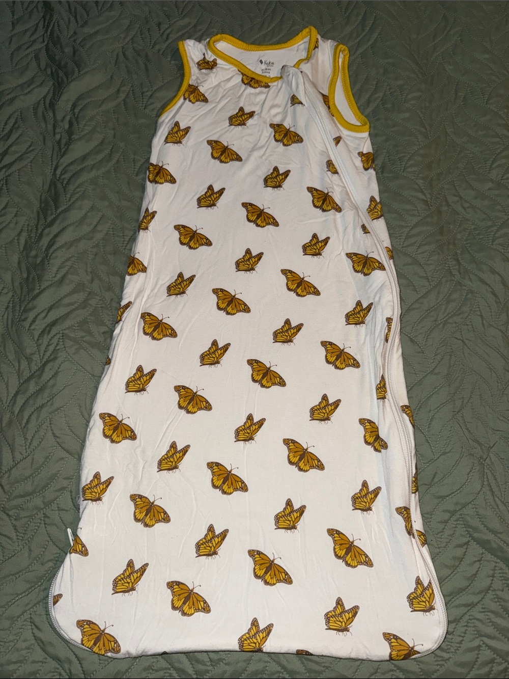 Kyte BABY White Sleep Sack with Yellow Butterfly Print